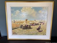 Frontal view of framed impressionist painting