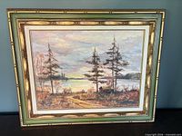 Framed oil on board landscape painting front view