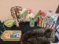 Overall view of lot items on table