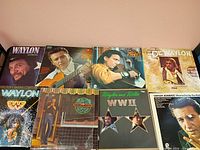 Group shot of eight Waylon Jennings LP jackets