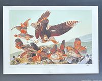 Full view of unframed lithograph with margin and title