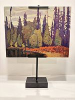 Full view of lithograph panel on stand