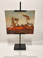 Front view of lithograph on stand showing full artwork