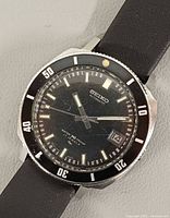 Front view of Seiko 7005-8052 dial, bezel, crystal and strap