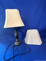 lamp with installed shade and extra shade beside