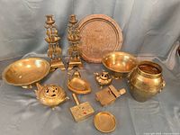 Full lot overview showing all brass pieces together