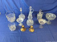 Full group view of all glass and brass pieces
