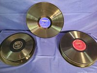 Three groups of 78 rpm records with visible Philco, Decca and Victor labels