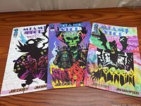 Front covers of all three Miami Vice Remix comic books
