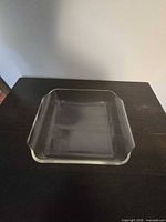 Top view of square clear glass baking dish