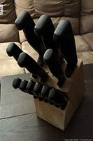 Knife block front view with handles visible
