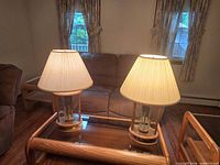 Both table lamps off on coffee table