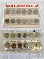 Both 12-coin sets front view showing labelled months and coins
