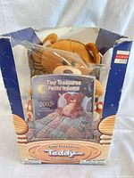 Boxed set with teddy bear and coin holder visible inside