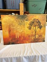 Front view of landscape-oriented abstract tree canvas