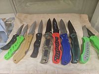 Sample knives showing color and blade variations