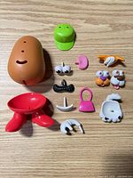 All Mr. Potato Head parts laid out