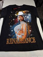 Front of T-shirt showing Beyoncé with white hat and Renaissance text