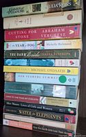 Stack showing spines of 11 of the paperbacks