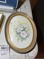 Framed convex porcelain tile painting front view