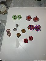 All nine pairs arranged on white board for overview