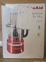 Front of box showing red KitchenAid 7-cup food processor