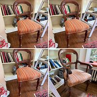 Collage showing all four chairs including armchair and three side chairs