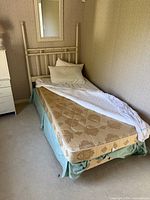 Headboard, mattress, box spring assembled
