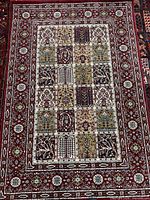 Full view of machine made rectangular garden design area rug