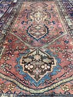 Full view of Hamadan rug showing entire pattern