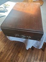 Top view of closed wooden chest