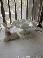 pedestal dish and deer figurine full view