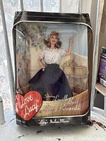 Front view of boxed I Love Lucy Barbie