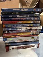 Full stack of DVDs showing spines
