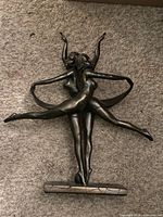 Front view of bronze-finish Degas Two Dancers sculpture on base