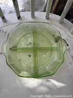 Top view showing entire octagonal relish dish with four compartments and handles