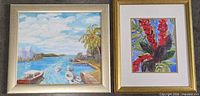 Both framed paintings side by side showing subjects and frames