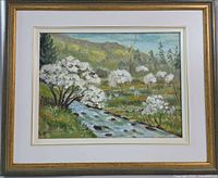 Framed painting with mat showing full artwork
