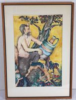 Full view of framed watercolour painting