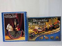 Boxes for rocking horse nutcracker and decorative wood train