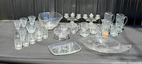 Overall view of entire Cornflower crystal lot on table