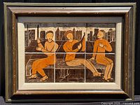 Full view of framed six-tile artwork