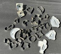 Group view of all vintage metal cookie cutters
