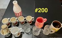 Full lot: apple mugs and jug, Batman glass mugs, Thyme & Table mug, Surrey shaving set, bear mug