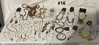 Full layout of all jewelry pieces on surface