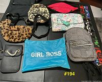Group view of all eight bags displayed on table