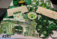 Overall lot with platters, pots, headbands, decorations