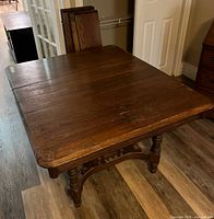 Full view of dining table top and legs