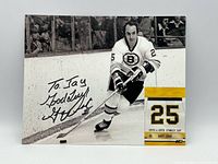 Front view of signed Gary Doak action photograph showing autograph, player image and printed number 25