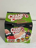 Retail box front showing Crank Chop Manual Food Chopper graphics